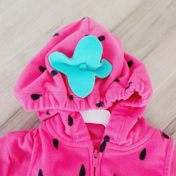 Carter's Baby Strawberry Halloween Costume 6/9 12 Month Tights Fruit Warm Fleece - Picture 3 of 5